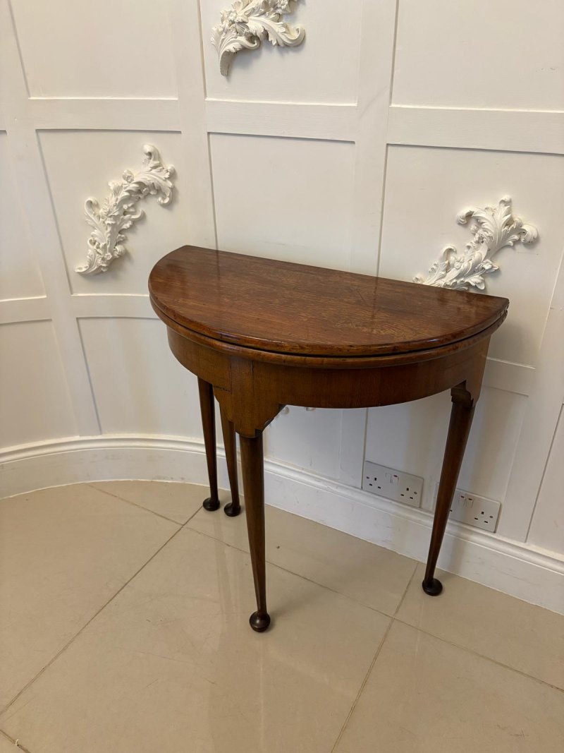 Antique Victorian Quality Mahogany Demi Lune Shaped Card Table - Image 2